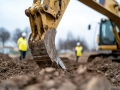 Earth mover: excavator at work, strength and engineering of construction equipment it carves out terrain, pivotal in site preparation and infrastructure development